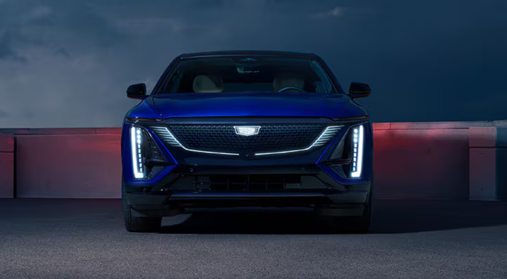 Blue 2026 Cadillac LYRIQ parked head on