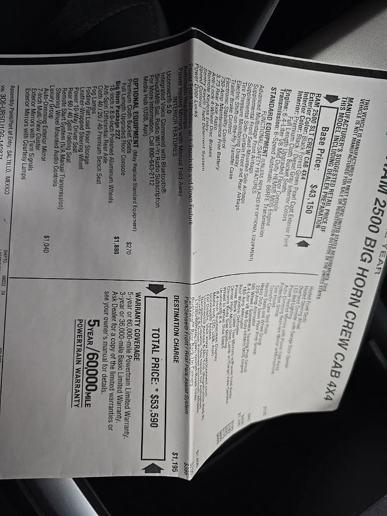 2016 RAM 2500 Big Horn