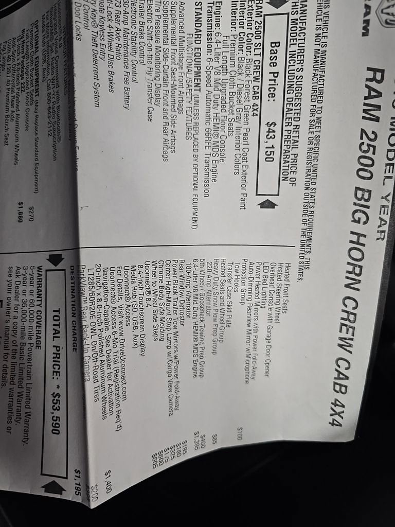 2016 RAM 2500 Big Horn