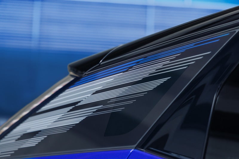 Close-up of the Modern Pattern on the 2026 OPTIQ-V Rear Quarter Glass | Snell Motors in Mankato MN