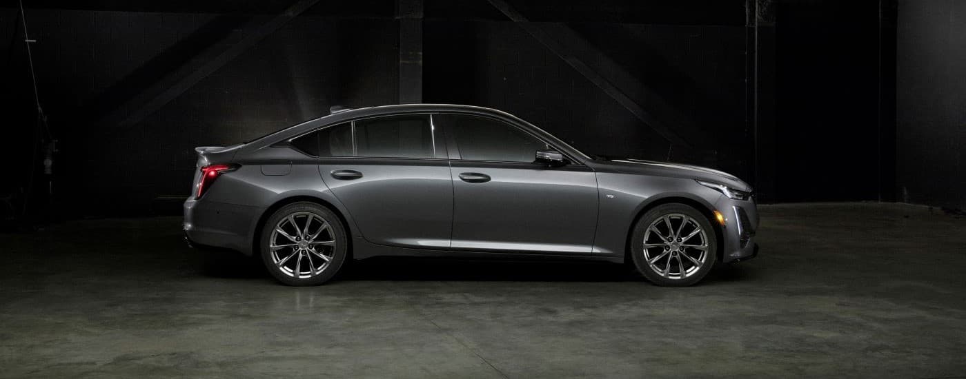 Grey 2020 Cadillac CT5 Sport from the side