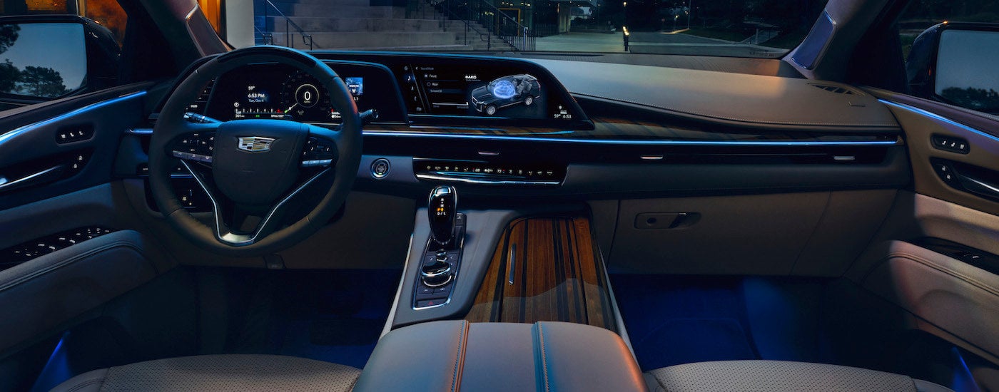 The front cabin of a 2025 Cadillac Escalade for sale near Minneapolis.